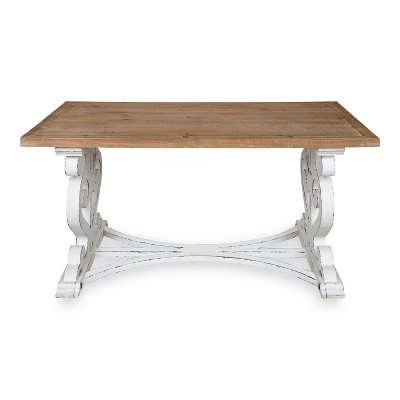 Rustic Brown and White Rectangular Wood Coffee Table