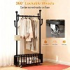 Hall Tree Coat Tree Hanging Rack, Shoe Rack Organizer,Metal Laundry Hamper Clothes Storage Organizer with Lockable Wheels - 4 of 4