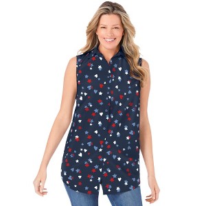 Woman Within Plus Size Perfect Sleeveless Shirt - 1 of 4