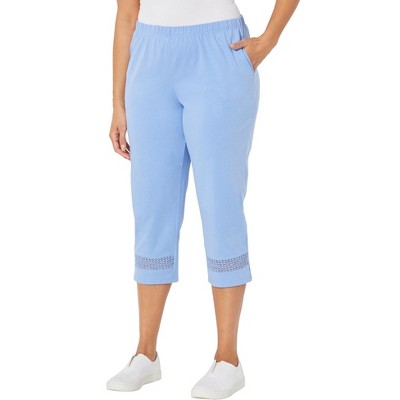 Catherines Women's Plus Size Suprema Crochet Trim Capri