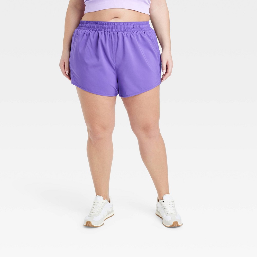 Women's Woven Mid-Rise Run Shorts 3" - All In Motion™ Purple 3X