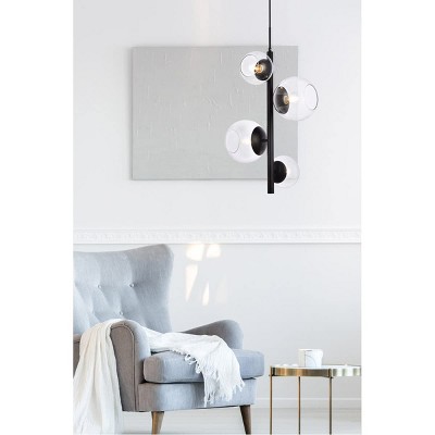 Black and Clear Glass Globe Iron Pendant Light