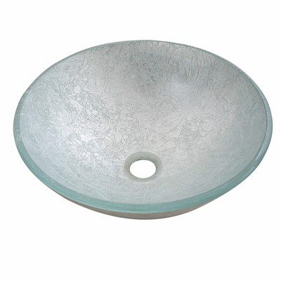 Modern Silver Glass Round Vessel Bathroom Sink