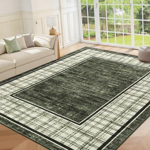 Modern Washable Area Rug for Living Room, Bordered Foldable Area Rug with Non Slip Backing, Stain Resistant Low Pile Carpet for Home - 1 of 4