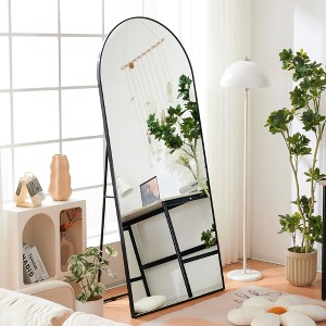 Beautyolove 24 in. W x 71 in. H Classic Arched Black Aluminum Alloy Framed Full Length Mirror Wall Mounted or Standing Floor Mirror - 1 of 4