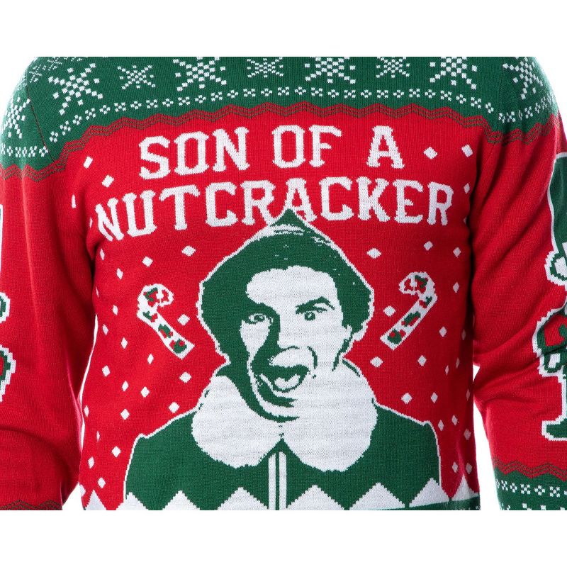 ELF Movie Men's Son of a Nutcracker Ugly Christmas Sweater Knit Pullover, 3 of 5