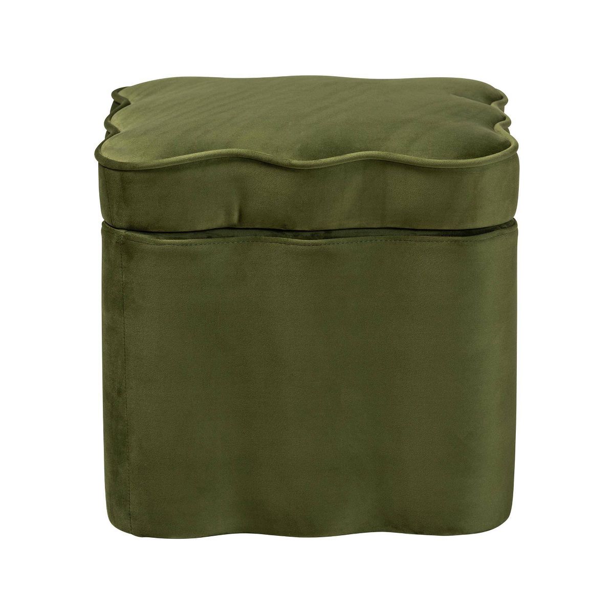Baxton Studio Paulina Velvet Storage Ottoman Lid Top Accent Stool with Storage Green/Black - thumbnail 3