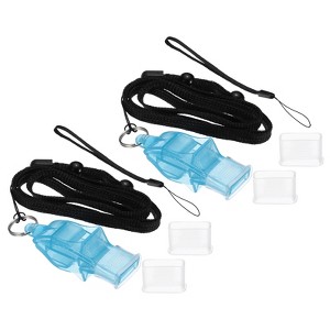 Unique Bargains ABS Referee Official Coach Whistles with Lanyard and Mouth Grip 2 Sets - 1 of 4
