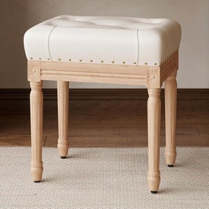 Bencmate Accent Chairs, Vanity Chair Ottoman Foot Rest, Makeup Vanity Stool for Makeup Room, Foot Stool for Living Room, White, 13"*17.3"*18" - 1 of 4