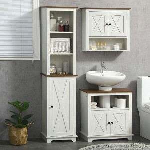Resenkos Bathroom Cabinet, Narrow Storage Unit, Floor Cabinet for Entryway, Kitchen, White - 1 of 4