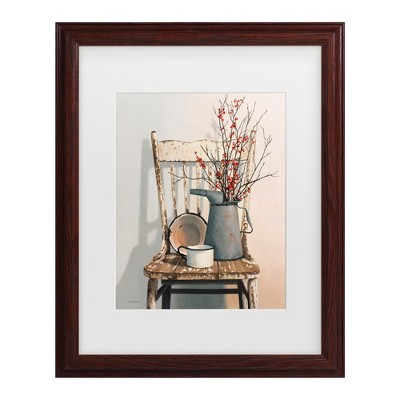 Trademark Fine Art -Cecile Baird 'Watering Can On Chair' Matted Framed Art