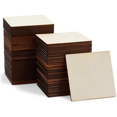 DIY Supplies Blank Wood Pieces Writing Blank Wood Signs for Painting Engraving 12 Pieces 4 Inch Unfinished Wood Plaques with Sanding Sponge Square Wood Drink Coasters Home Decorations