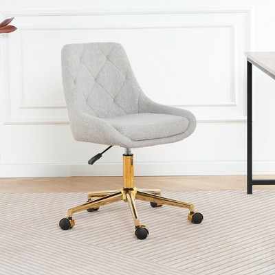 Vynxaria Cute Armless Office/Dining Chair - Adjustable Height, Ergonomic Comfort, Gold-Plated Legs, 500LBS Capacity, Soft Plush Fabric