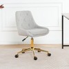 Vynxaria Modern Teddy Velvet Dining Chair with Gold-Plated Legs - Ergonomic Comfort & Style - 2 of 4