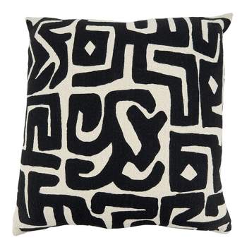 Saro Lifestyle Kuba Cloth Pillow - Down Filled, 22" Square, Black/White