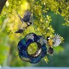 Sunnydaze Outdoor Garden Patio Glass Round Flower Shaped Hanging Fly-Through Bird Feeder - 10" - Indigo - 4 of 4