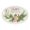 C&F Home "Happy Holidays" Sentiment with Pinecone Accents Hand painted White Oval Dolomite Serving Tray with Spreader, Hostess Gift - 3 of 4
