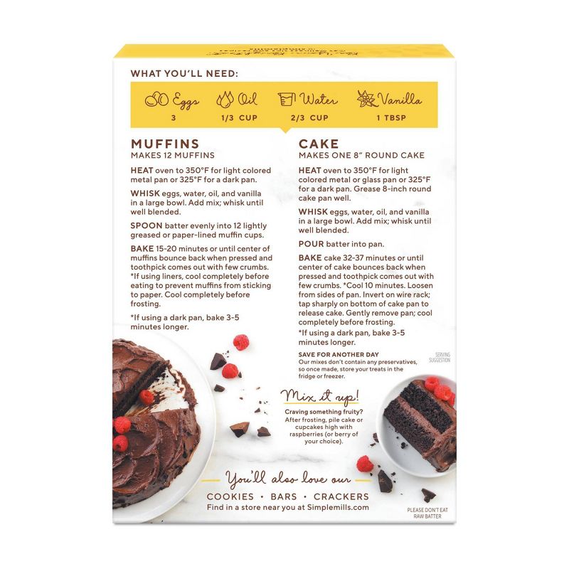 Simple Mills Gluten Free Chocolate Muffin &#38; Cake Almond Flour Baking Mix - 11.2oz, 3 of 8