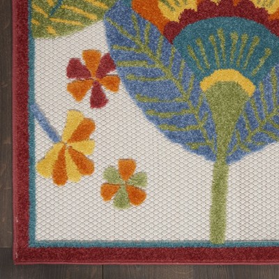 Aloha Collection 63" Multicolor Floral Round Indoor/Outdoor Rug