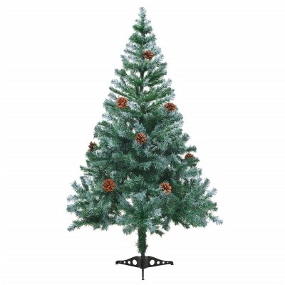 vidaXL Christmas Tree Green, White PVC 59.1 in Foldable