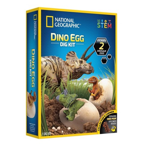 NATIONAL GEOGRAPHIC Dinosaur Dig Kit - Fascinating Excavation Kits for Kids  with Replica T-Rex Tooth and Genuine Dino Poop Fossil | STEM Educational