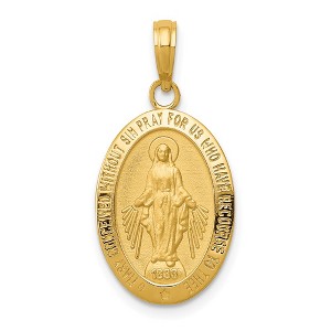 Black Bow Jewelry 14k Yellow Gold Solid Oval Miraculous Medal Pendant, 13 x 26mm - 1 of 4