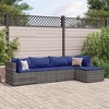 vidaXL 5-Piece Outdoor Patio Lounge Set - Gray Poly Rattan Modular Sofa with Footstool and Cushions for Garden, Terrace, Deck - 2 of 4
