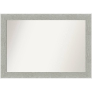 41" x 29" Non-Beveled Glam Linen Gray Wall Mirror - Amanti Art: Modern Rectangle, Includes Mounting Hardware - 1 of 4