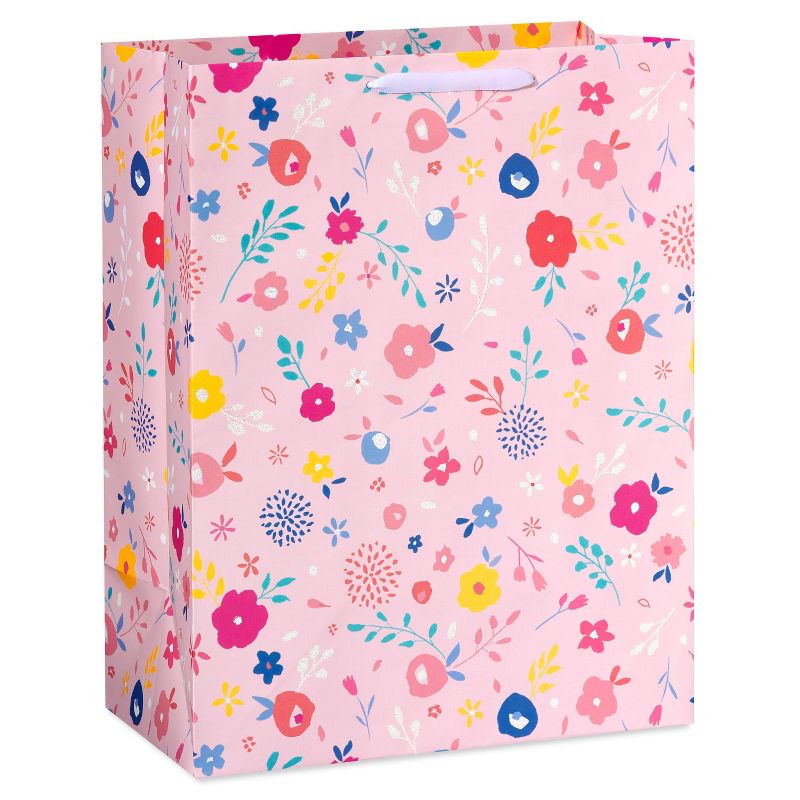 Large Gift Bag Floral on Pink, 1 of 5