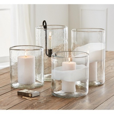 Tiburon Clear Glass Hurricane Pillar Candle Holder, Small