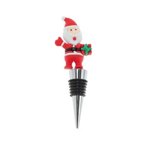 Unique Bargains Santa Claus Bottle Stopper Zinc Alloy Silicone Red White Black Silver Tone 4.84"x1.54"x0.79" 1 Pc - 1 of 3