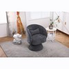 CAVINAS Faux Fur/Linen Upholstered Swivel Accent Chair with Wooden Base,Modern Round Barrel Chair,Armchair for Bedroom,Reading Room - 4 of 4