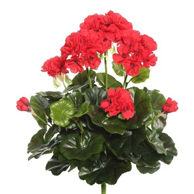 Artificial Geranium Bush (15.25") Red - Vickerman