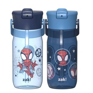 Zak Designs 2pk 18oz Spidey and His Amazing Friends Harmony Straw Water Bottle Blue - 1 of 4