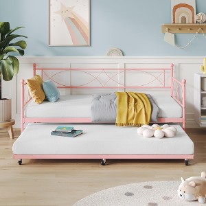Daybed Twin Size - Metal Day Bed Twin with Stylish Headboard and Premium Steel Slat Support - 1 of 4