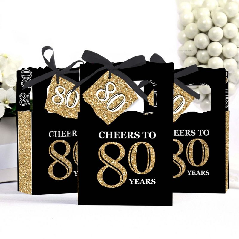 Big Dot of Happiness Adult 80th Birthday - Gold - Birthday Party Favor Boxes - Set of 12, 3 of 7