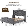 Queen Size Platform Bed Frame, Velvet Upholstered Headboard with Nailhead Trim, Wood Slat Support, No Box Spring Required, Easy Assembly, Quiet - 2 of 4