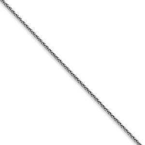 Black Bow Jewelry 1mm 14k White Gold Diamond Cut Round Wheat Chain Necklace - 1 of 4