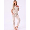 INSPIRE CHIC Women's Longewear Button Up Tencel Floral Ink Wash Pattern Short Sleeve Notched Collar Pants Set with Pockets - 3 of 4