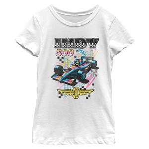Girls Indy 500 Colorful Racing Car Logo T Shirt - 1 of 4