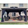 PURPLE LEAF Hardtop Gazebo Canopy with Netting and Curtains for Outdoor Deck Backyard Heavy Duty Metal Patio Permanent Pavilion - 2 of 4