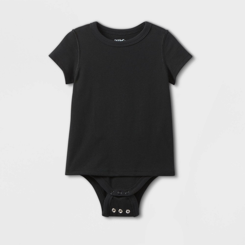 Toddler Adaptive Short Sleeve Bodysuit with Abdominal Access - Cat & Jack™ Black 3T: Sensory Friendly, Jersey