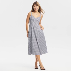 princess polly baby blue dress Buy Navy Blue/White Check Halterneck Sleeveless Tie Waist Midi Dress from  Next USA main image 1