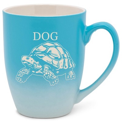 100 North Souls Like 10 Ounce Blue and White Two Toned Ombre, Comfortably Fits Your Hands, Ceramic Tea Coffee Cup Mug, Dog
