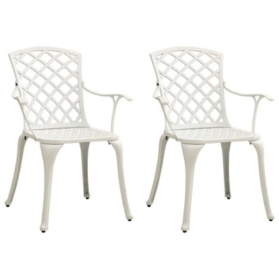 vidaXL Patio Chairs 2 pcs Cast Aluminum White