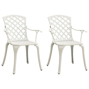 vidaXL Patio Chairs 2 pcs Cast Aluminum White - 1 of 4