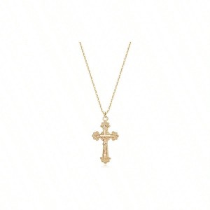 Cross Necklace Faith Pendant Dainty Chain Minimalist Simple Tiny God Lords Prayer - 1 of 4