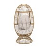 Outdoor Wicker Swivel Egg Chair,Egg Chair With Cushion And Metal Frame,Polyethylene Rattan Woven Patio Basket Shape Egg Chair-Coolbibila - 3 of 4