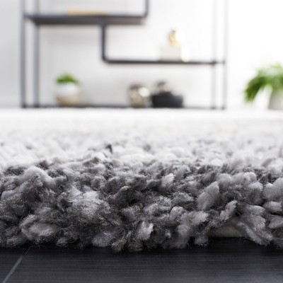 Fontana Ivory and Gray Shag 4' x 6' Synthetic Area Rug