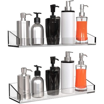 Vdomus 2 Pack Acrylic Bathroom Shelves, No Drilling Adhesive Floating Shower  Corner Shelf, 10 x 10 x 1.3 inches - Baker's
